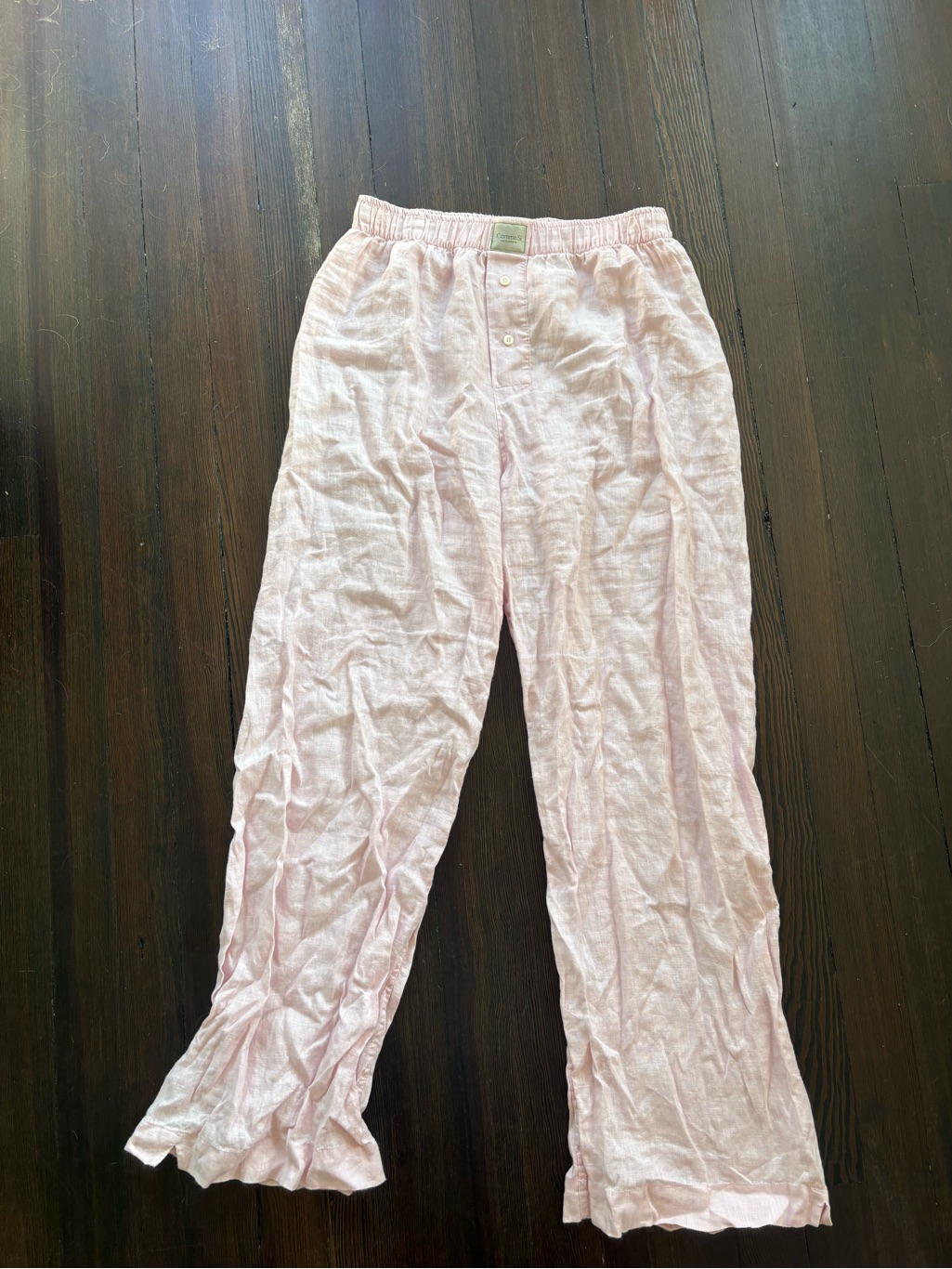 Comme Si Pink Linen Shorts With Elastic Waist — image 3 of 3